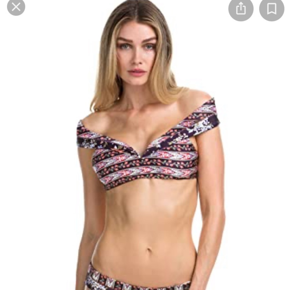 Rebecca Virtue/ Becca off the shoulder plum bikini top, size S